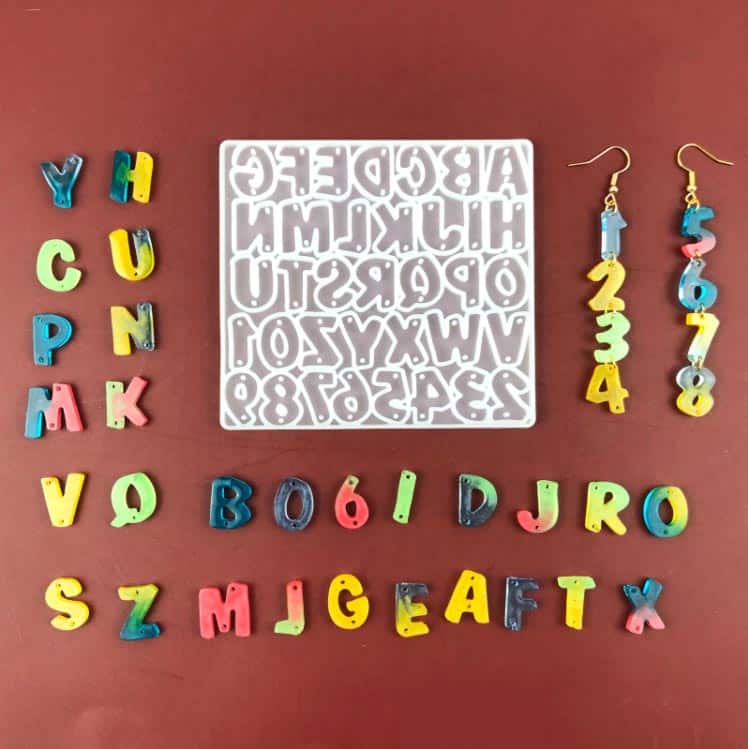 English Letters Earring mold 2- RESINTOOLS.CO