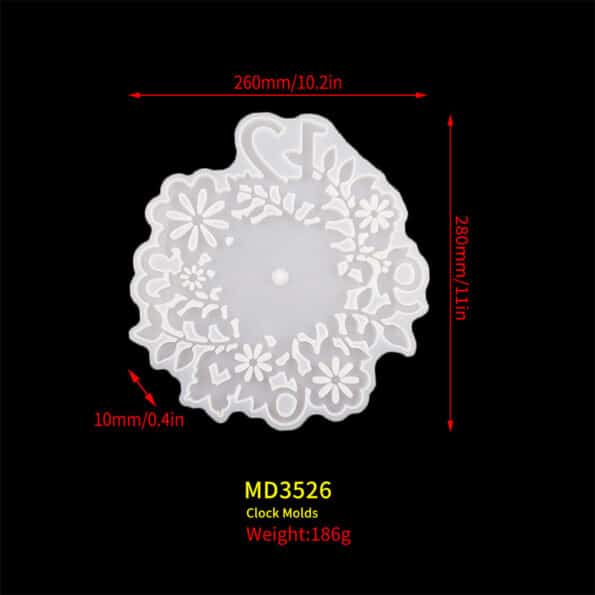 Flowers Clock Mold measurment- RESINTOOLS.CO